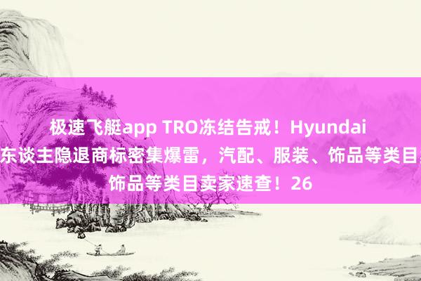 极速飞艇app TRO冻结告戒！Hyundai 当代汽车与国东谈主隐退商标密集爆雷，汽配、服装、饰品等类目卖家速查！26