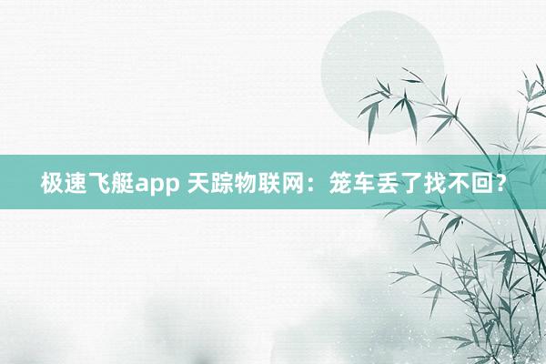 极速飞艇app 天踪物联网：笼车丢了找不回？